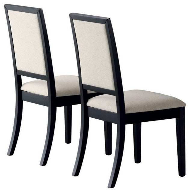 Lexton Cream Upholstered Black Dining Side Chair by Coaster, Set of 2