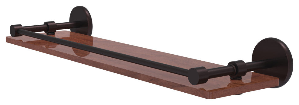 Prestige Skyline 22" Solid Wood Shelf with Gallery Rail, Antique Bronze