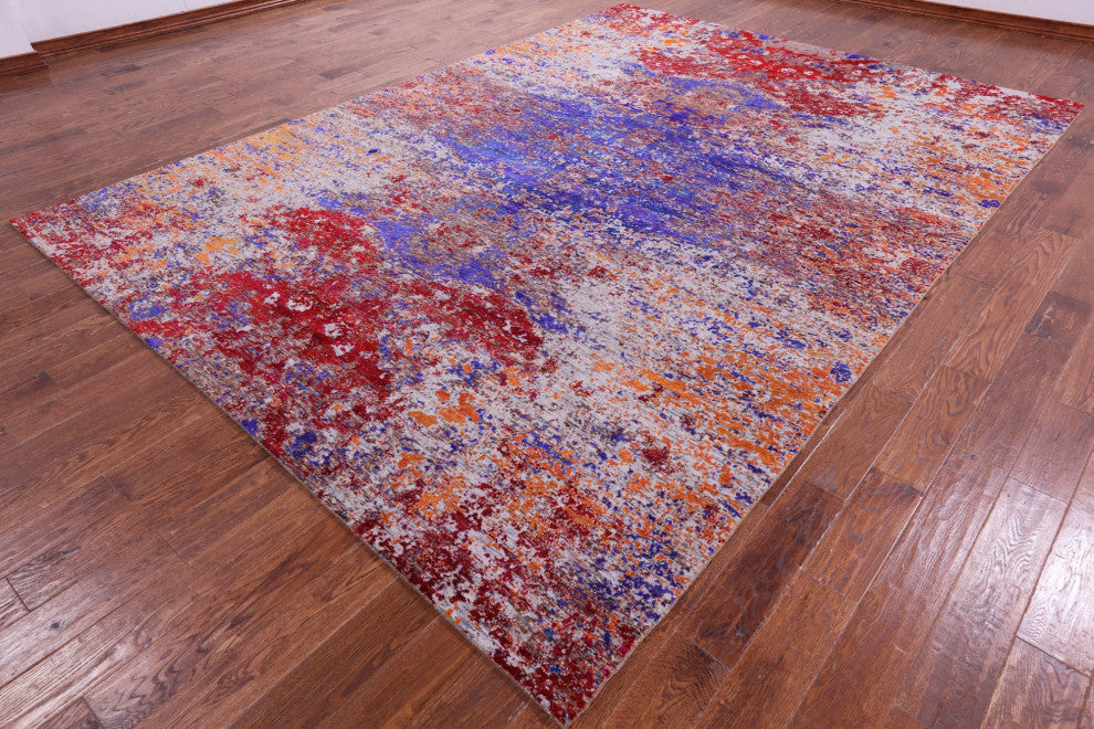 8' 10" X 12' 3" Wool & Silk Handmade Modern Rug - Q15813