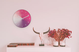 Red Gradient 15.75" Glass Wall Clock With Slim Metal Edge