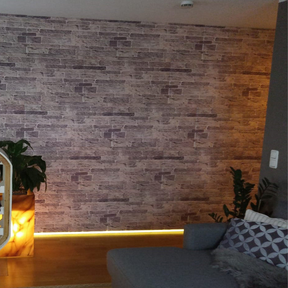 Faux Brick 3D Wall Panels, Light Gray, Set of 10, Covers 53 sq ft