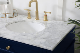 Home Living Vanity with Carrara White Marble Countertop, Blue, 72", Double Sink