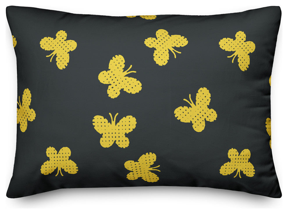 Butterfly Pattern in Yellow Throw Pillow