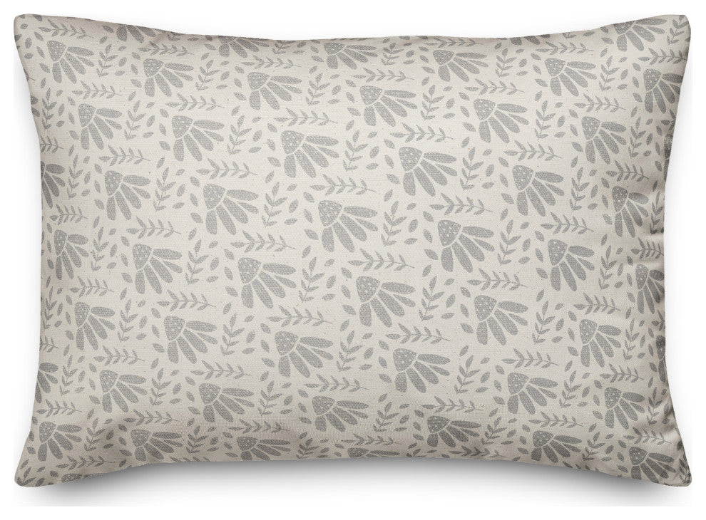 Simple Gray Florals 14x20 Spun Poly Pillow