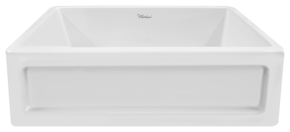 Whitehaus WHQ5550-WHITE 33 Inch Reversible Farmhouse Kitchen Fireclay Sink