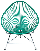 Acapulco Indoor/Outdoor Handmade Lounge Chair, Turquoise Weave, Chrome Frame