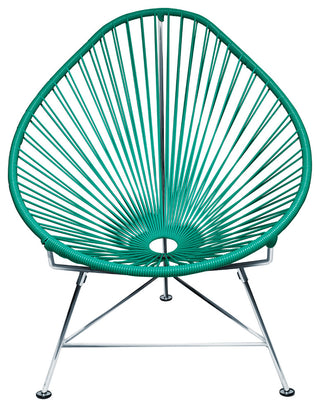 Acapulco Indoor/Outdoor Handmade Lounge Chair, Turquoise Weave, Chrome Frame