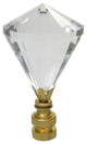 Extra Large Diamond Gem Cut Clear Crystal Lamp Finial with Polished Brass Base