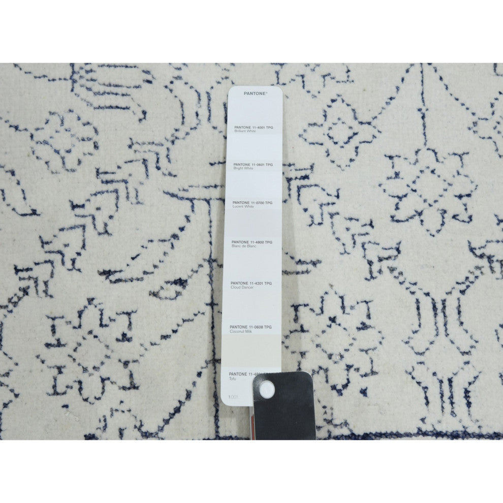 Ivory, Hand Knotted 100% Cotton, Agra Design Oriental Rug, 9'1"x11'10"