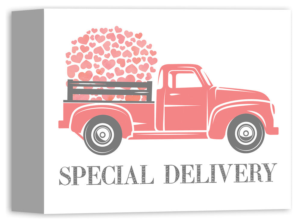 Valentine Heart Special Delivery Truck 8x10 Canvas Wall Art