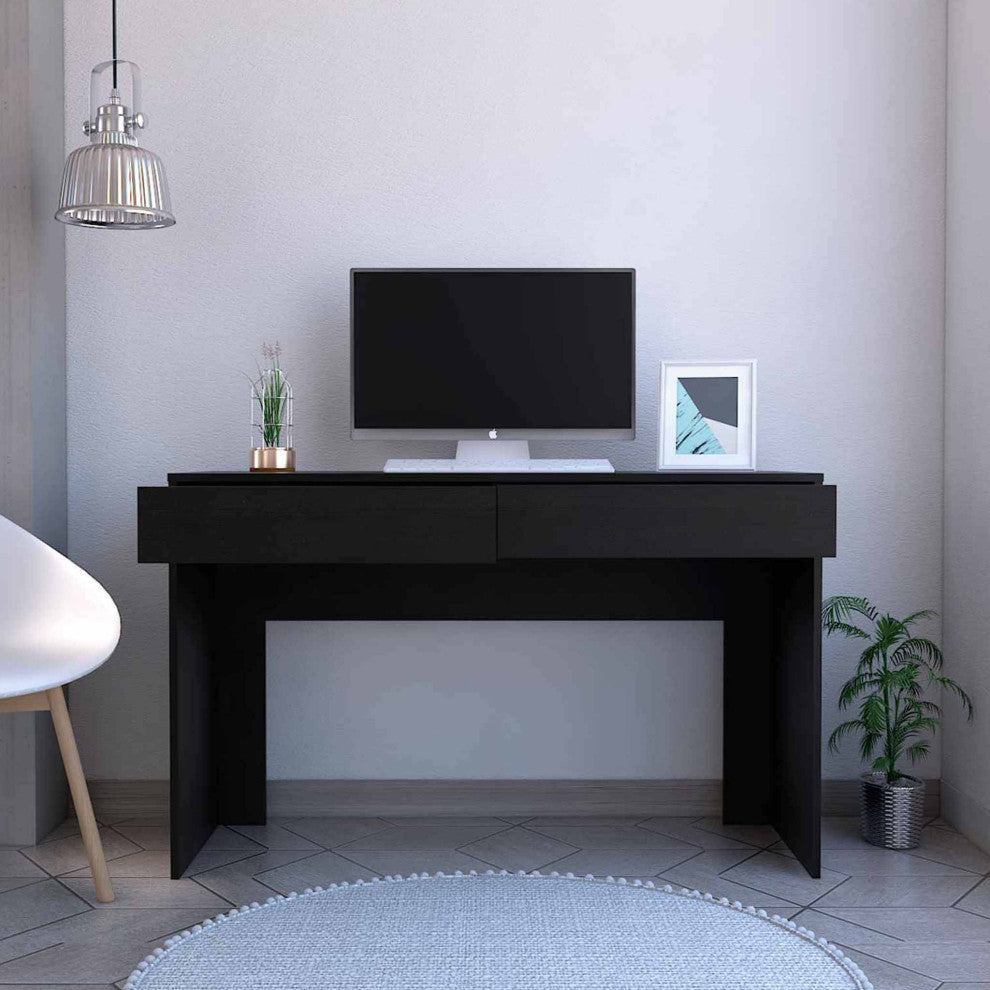 Tampa Computer Desk Two Drawers, Black Wengue