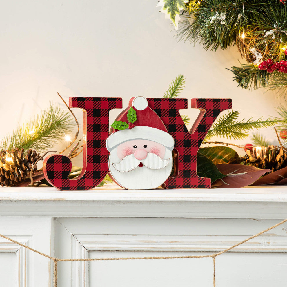 Wooden Christmas Centerpiece Table Decor, "Joy "& "Noel"