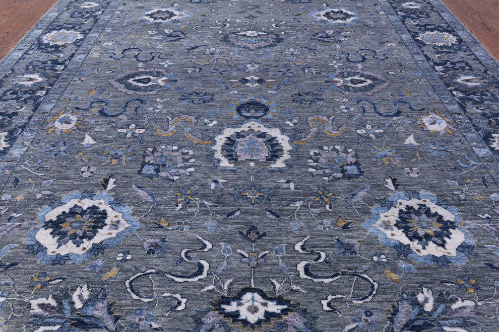 8' 11" X 11' 11" Hand Knotted Persian Wool and Silk Rug Q6956