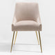 WestinTrends Upholstered Velvet Glam Accent Chair w/ Gold Metal Legs, Tan