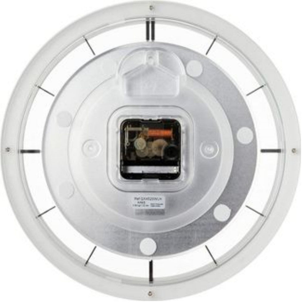 Seiko Clocks, 11" Brushed Metal Wall Clock, White
