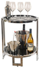22" Silver Glass Round Mirrored End Table With Shelf
