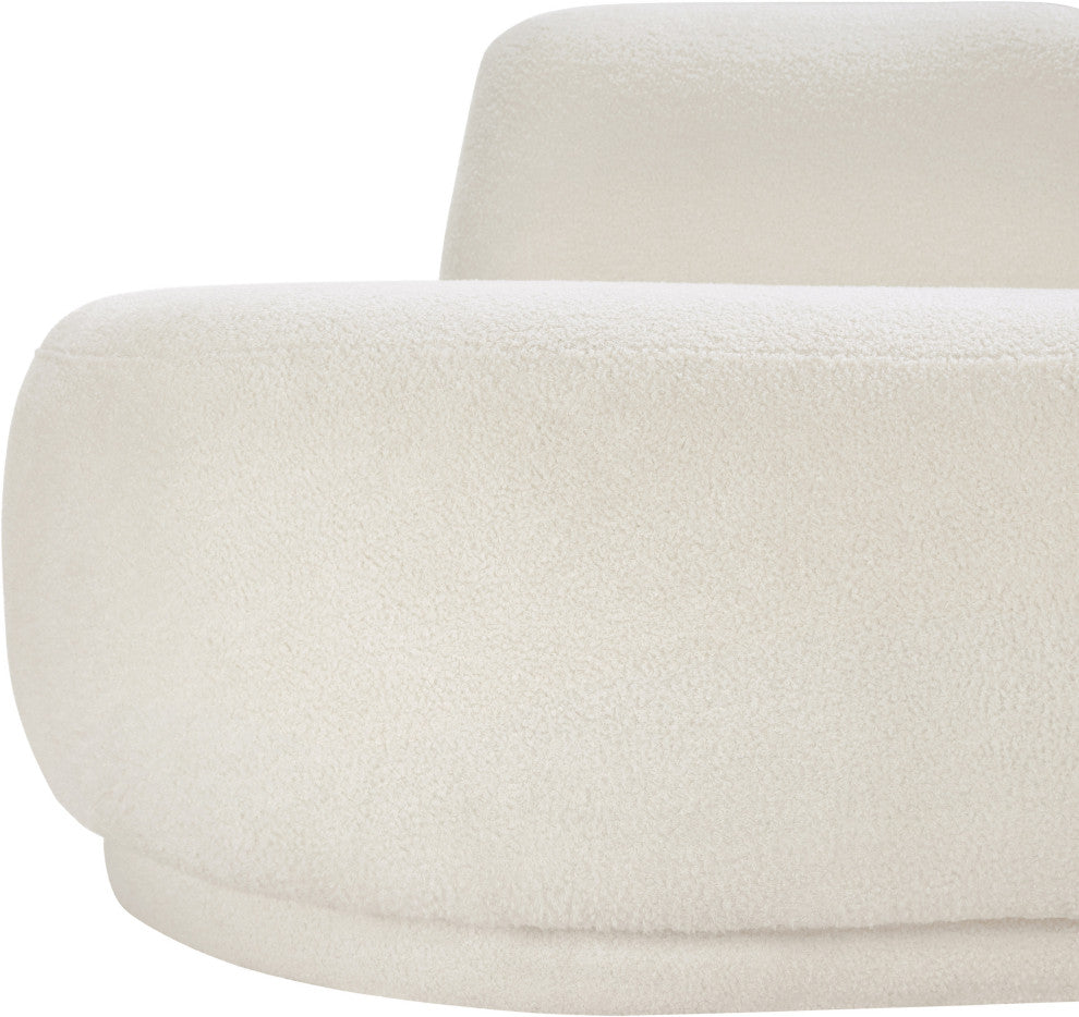 Argyle Upholstered Chaise/Loveseat, Cream, Teddy Fabric