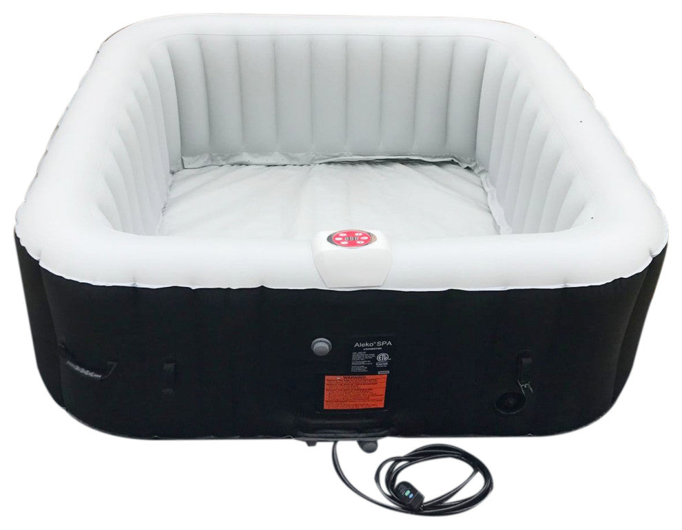 Aleko Square Inflatable Jetted Hot Tub Spa With Cover, 6 Person, 265 Gallon