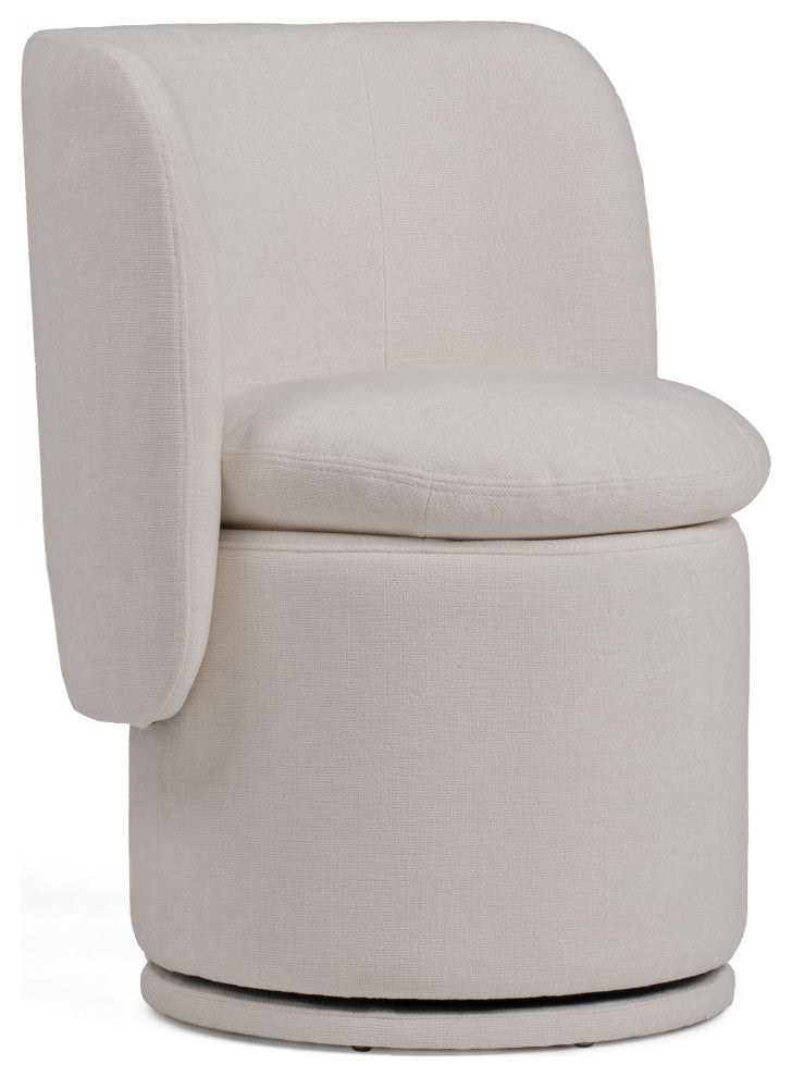 Divani Casa Norris Modern Ivory Fabric Swivel Dining Chair