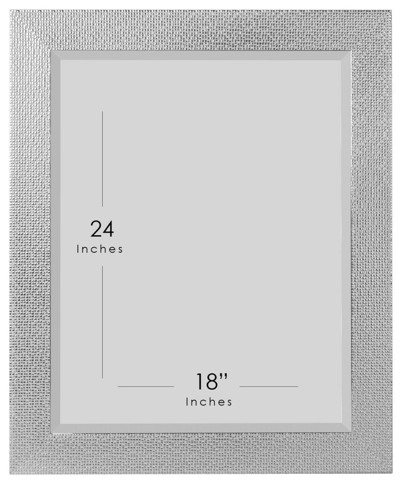 Head West Chrome and White Tile Textured Frame Accent Mirror - 23" x 29"