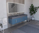 CastelloUSA Amazon 72" Wall Mounted Vanity Set, Blue, Gray Top, Chrome Handles