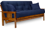 Stanford Futon Sleeper Sofa Bed, Frame, 8" Mattress, Navy Blue, Full