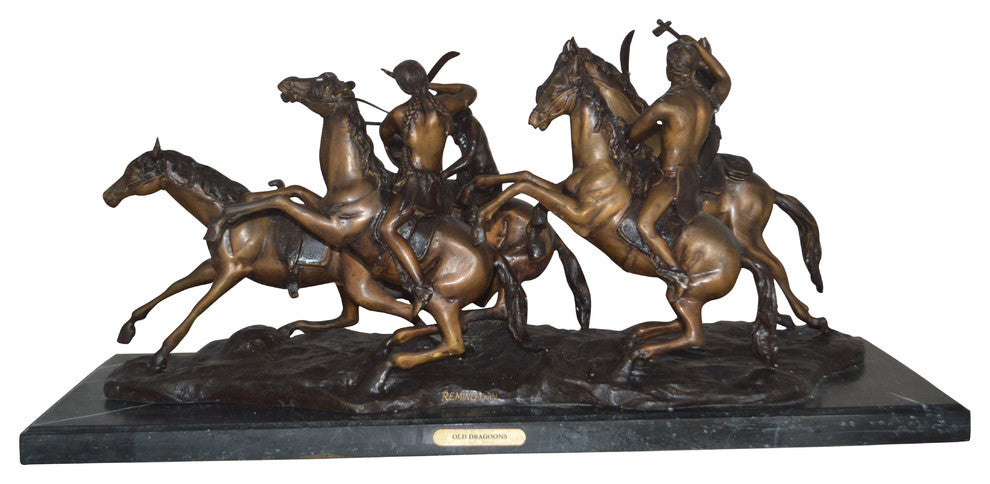 Old Dragon by Remington replica Bronze Statue -  Size: 32"L x 12"W x 13"H.