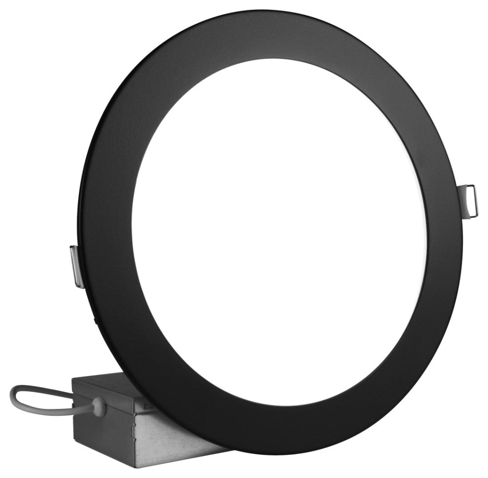 REL Series 8" Round Black Canless LED Downlight, 2700K