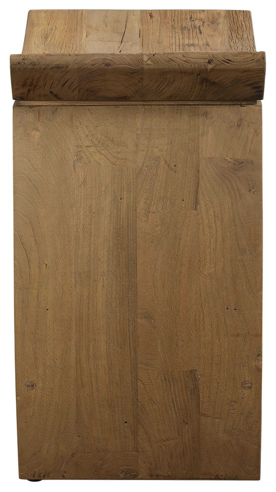 Elegant Asian Modern Open Reclaimed Solid Wood Bar Counter Stool Oriental Pagoda