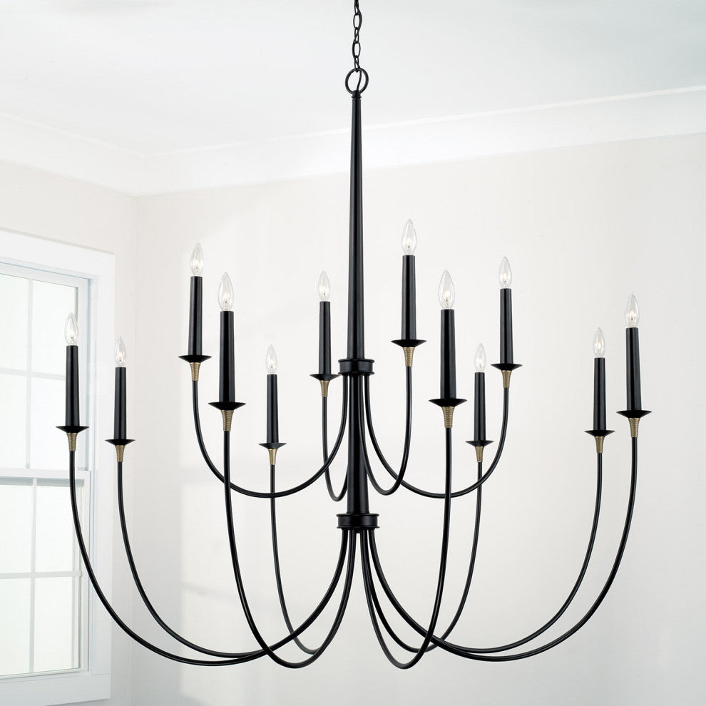Capital Lighting 445601 Amara 12 Light 54"W Taper Candle - Matte Black with