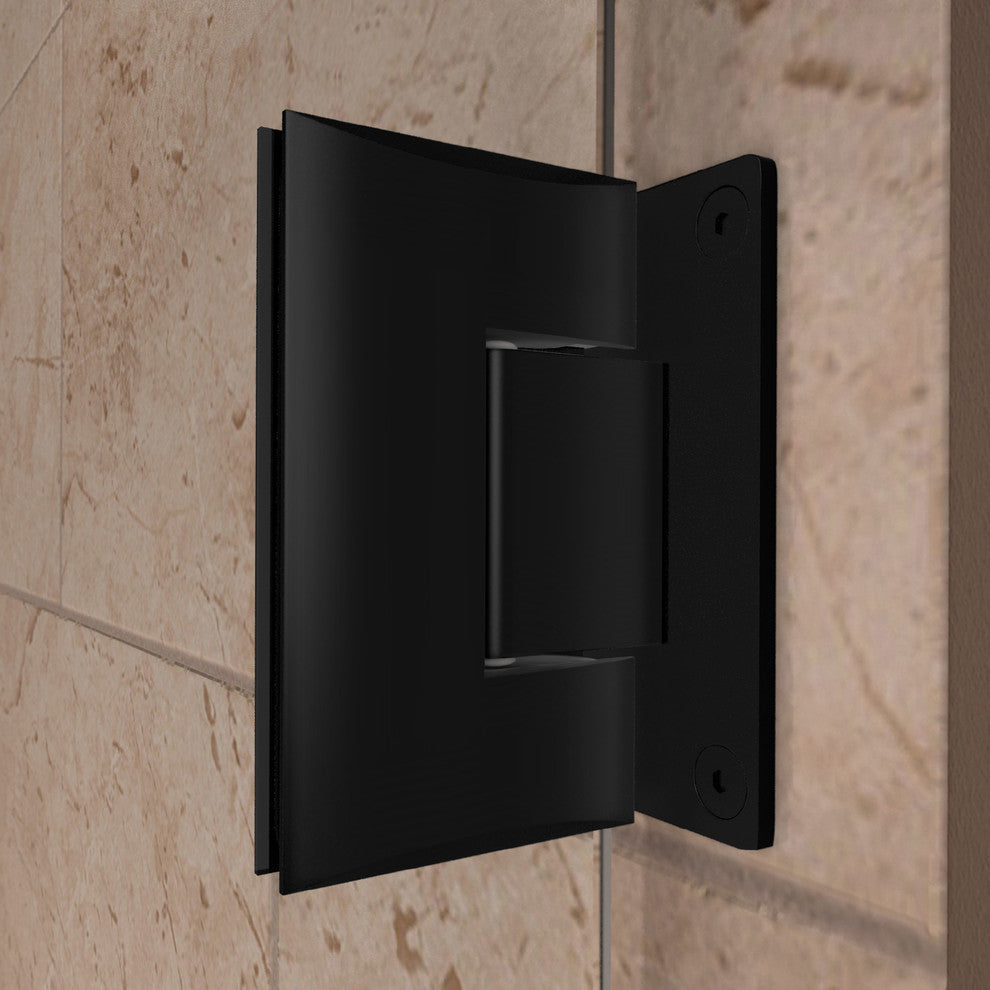 Unidoor Plus 44 1/2 - 45"Wx72"H Frameless Hinged Shower Door, Satin Black