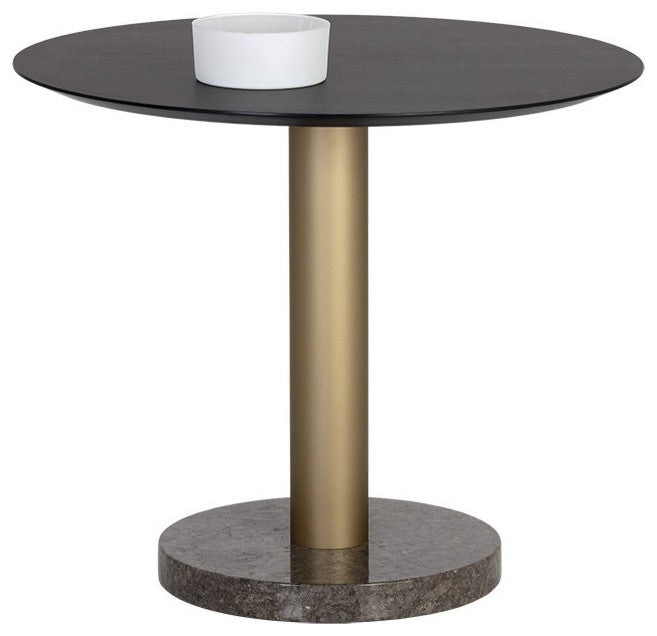 Monaco Bistro Table, Gold, Gray Marble/Charcoal Gray, 35.5"