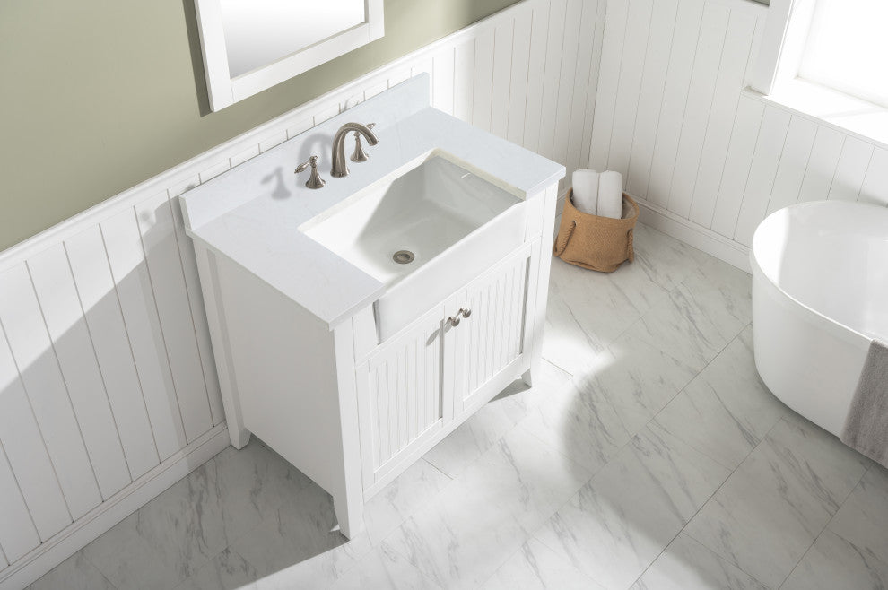 Burbank Transitional White 36" Single Vanity