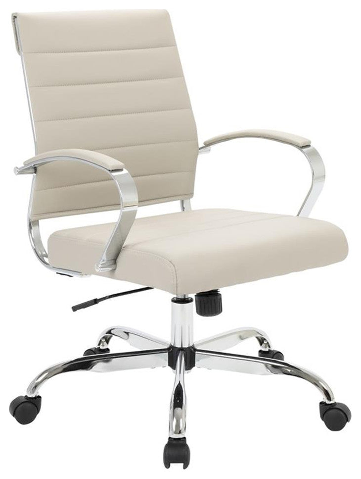 LeisureMod Benmar Modern Leatherette Executive Swivel Office Chair in Tan