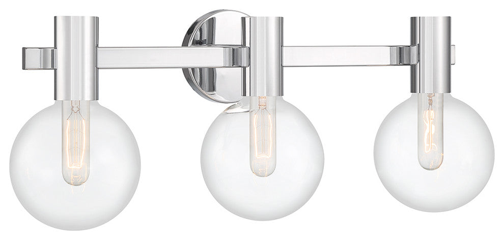 Wright 3-Light Bathroom Vanity Light, Matte Black, Chrome