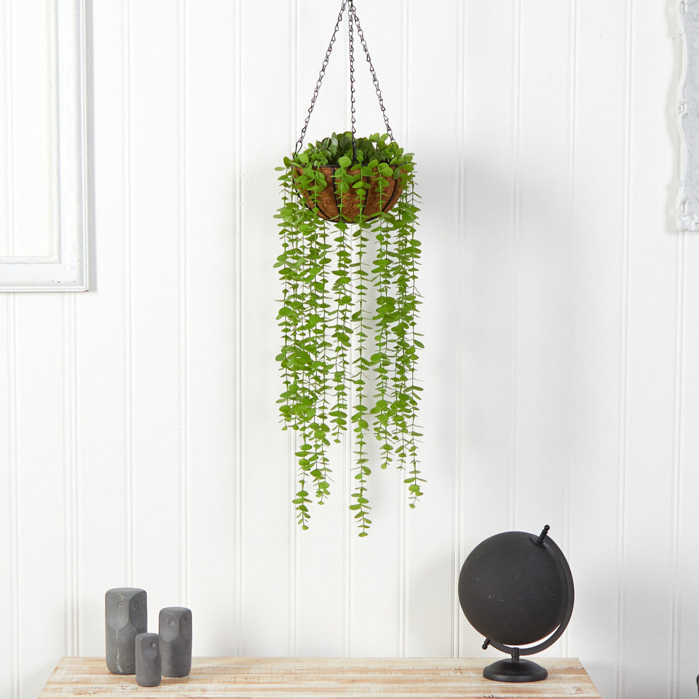 3' Eucalyptus Artificial Plant, Hanging Basket