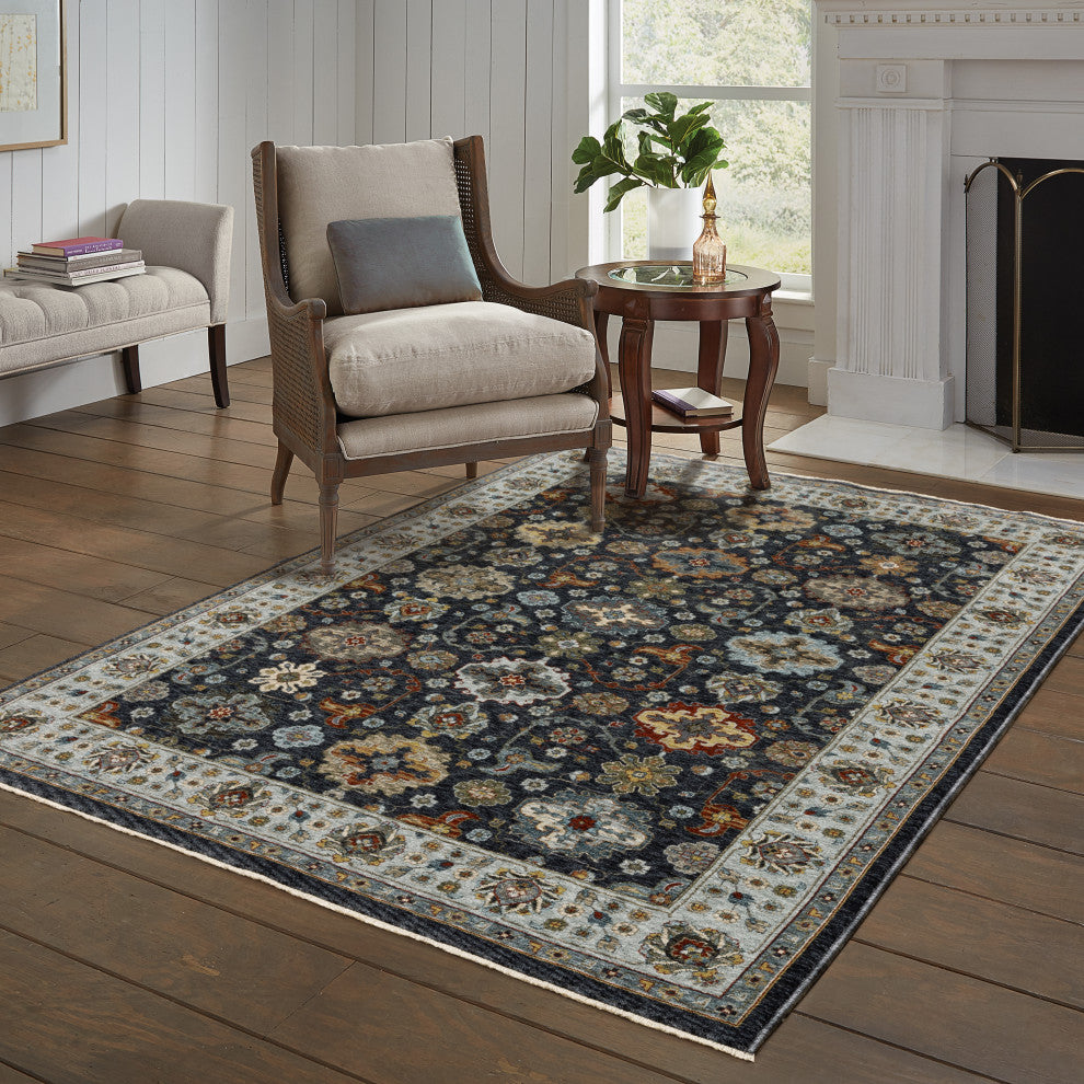 Augustus Medallions Indoor Area Rug, Blue, 5'3"x7'6"