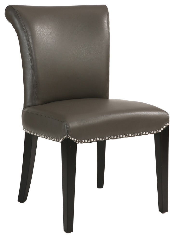 Century Gray Leather Dining Chairs, Set of 2
