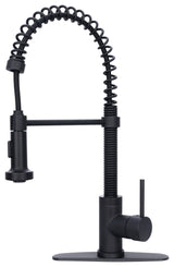 Matte Black Pre-Rinse Spring Kitchen Faucet with Pull Down Sprayer, Matte Black