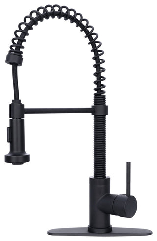 Matte Black Pre-Rinse Spring Kitchen Faucet with Pull Down Sprayer, Matte Black