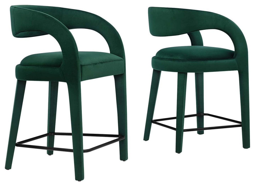 Howkin Counter Stool Performance Velvet, Set of 2, Green