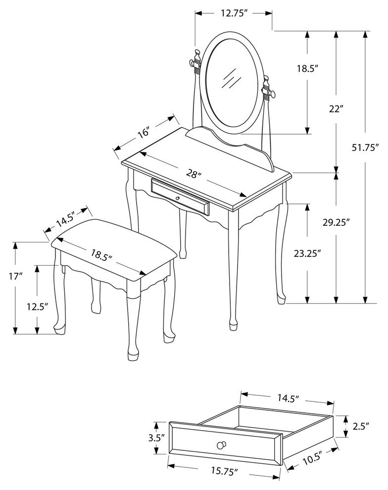 Vanity Set - 2Pcs Set / Antique White