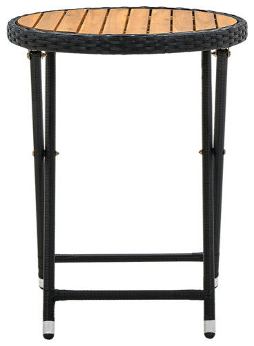 vidaXL Bistro Table Folding Outdoor Side Table Solid Acacia Wood PE Rattan