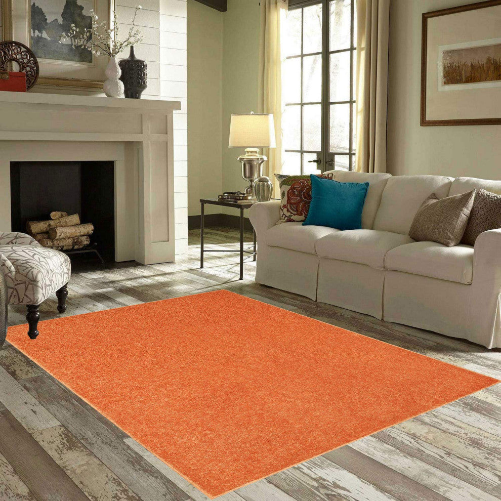 Bright House Solid Color Area Rugs Orange - 2' Round