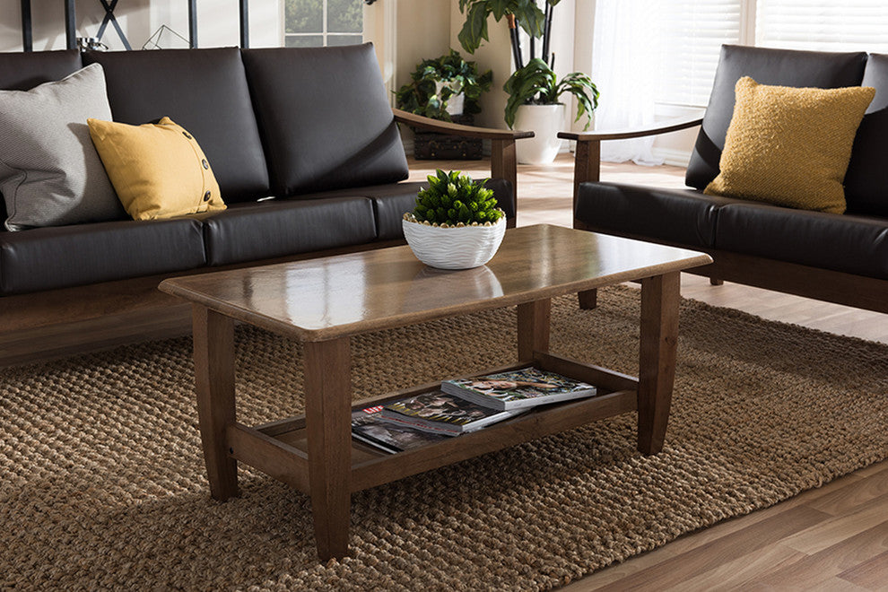 Urban Designs Pierce Mid-Century Modern Walnut Finished Brown Wood Coffee Table