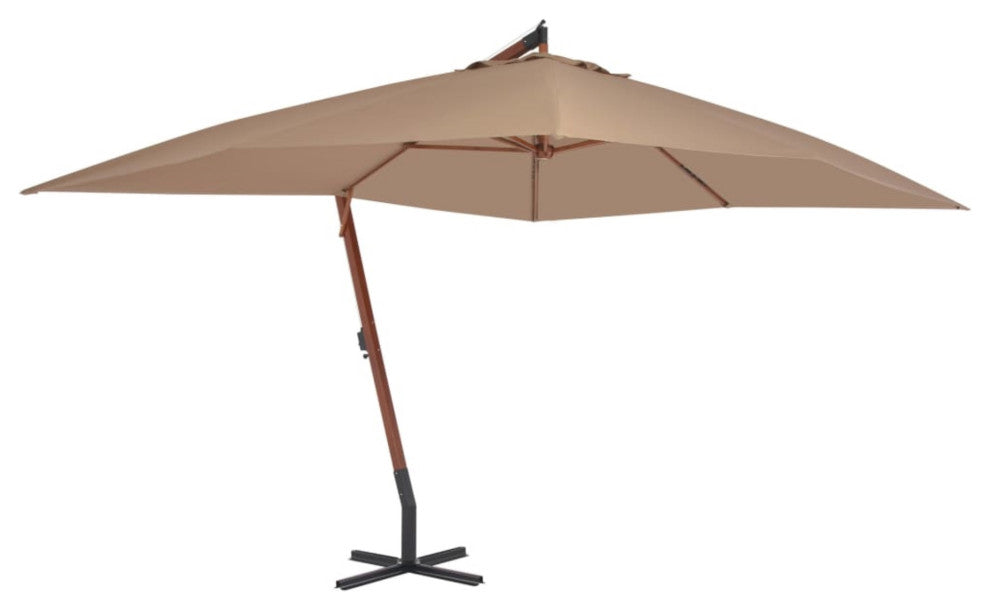 Vidaxl Cantilever Umbrella With Wooden Pole 157.5"x118.1" Taupe