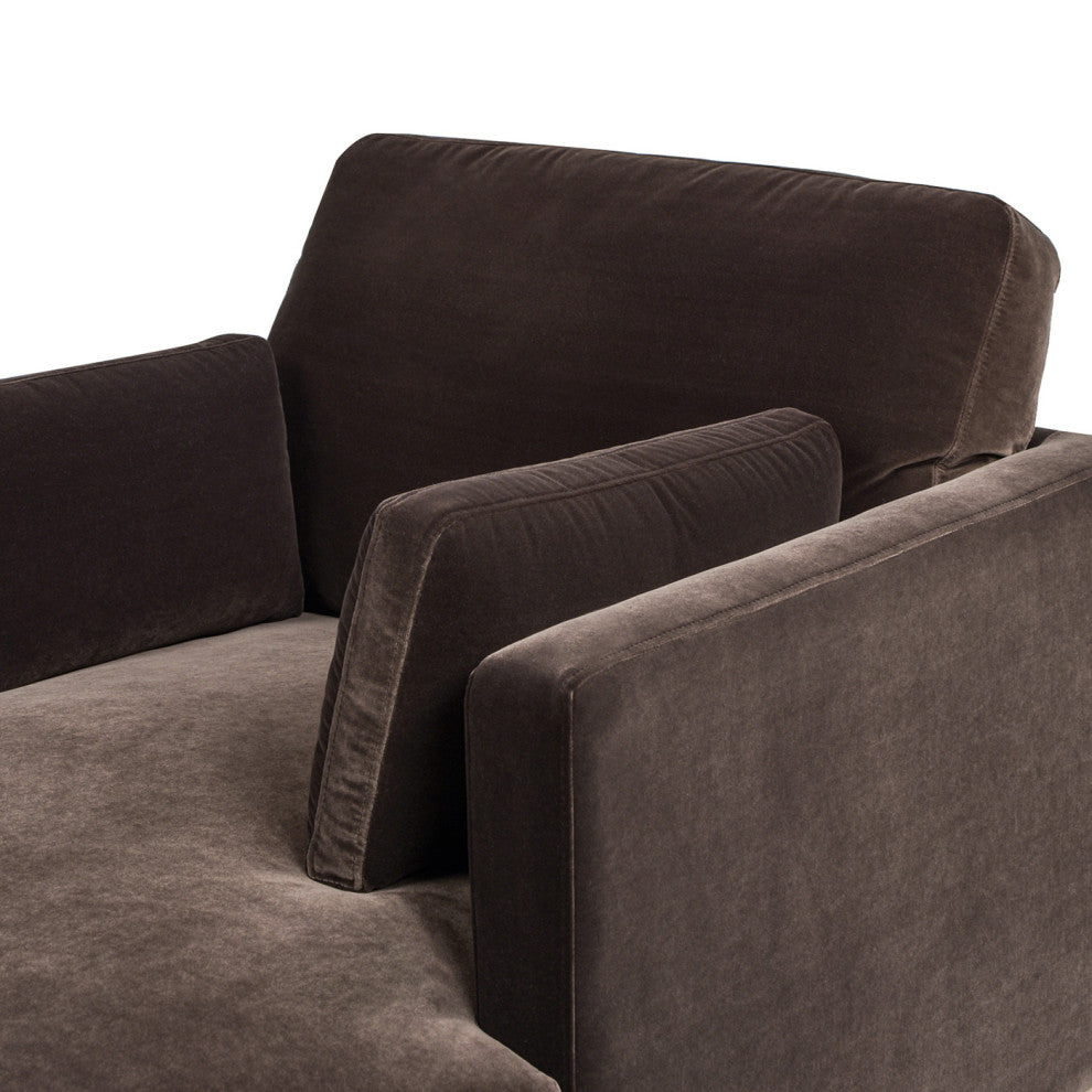 Knox 65" Modern Velvet Upholstered Chaise Lounge Chair, Deep Brown