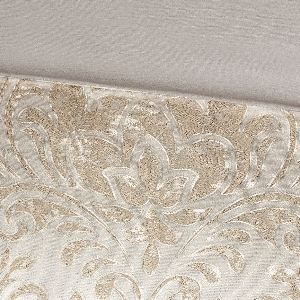 Madison Park Emilia Gold Thread Damask 12-Piece Complete Comforter Set, Cal King