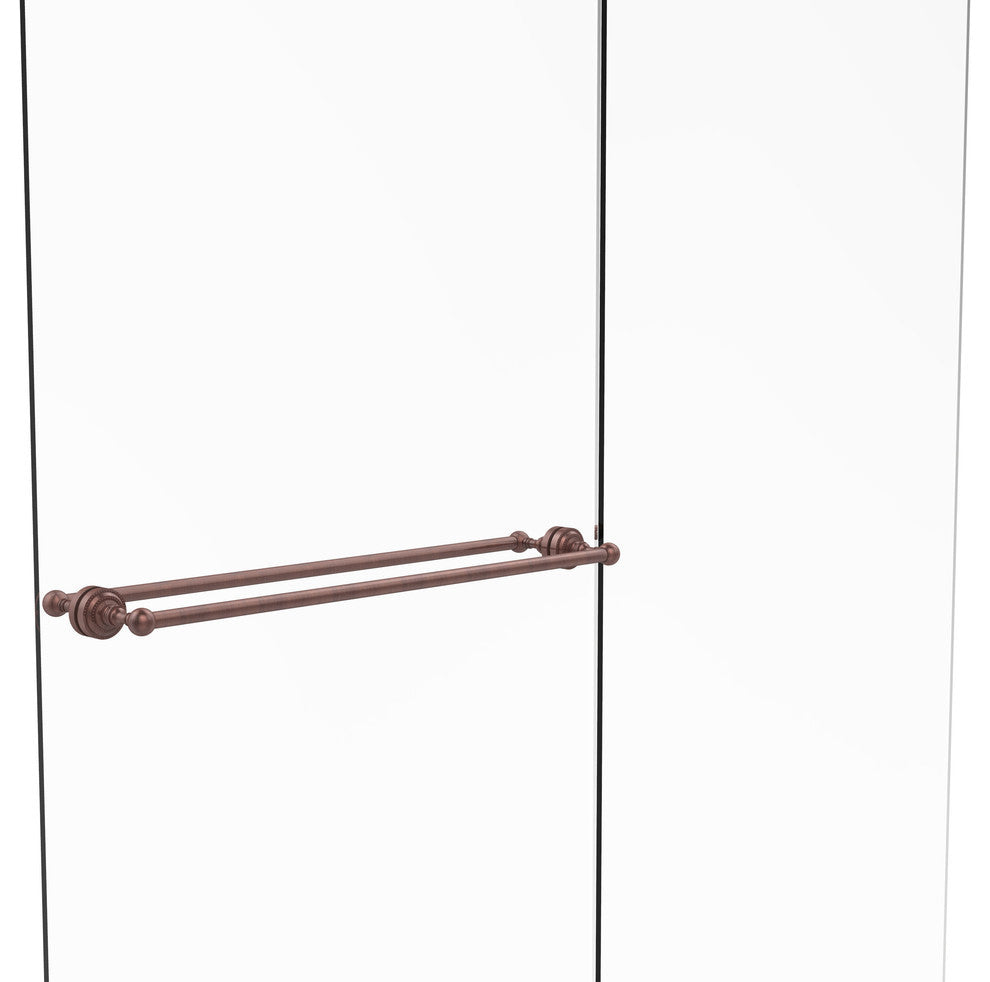 Dottingham 30" Back to Back Shower Door Towel Bar, Antique Copper