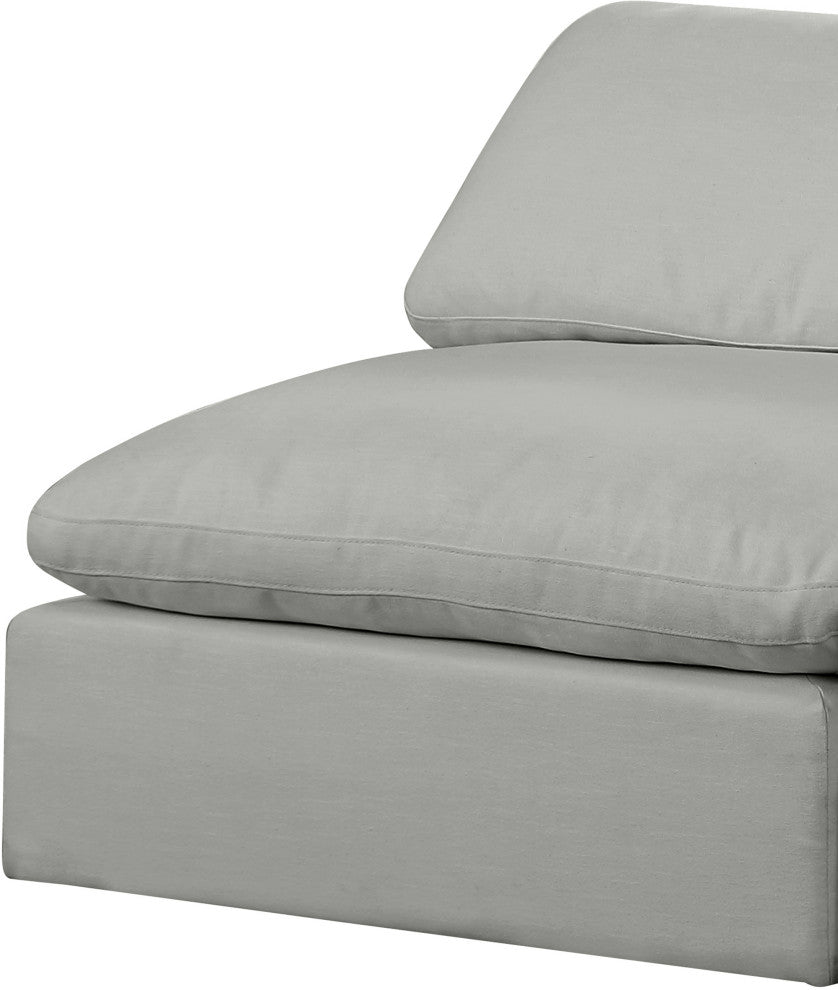 Comfy Upholstered L-Shaped Modular Sectional, Grey, 6-Piece: 3 Armless Chair, 1 Corner Chair, 2 Ottoman, Linen Textured Fabric